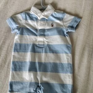 Blue and White Striped Baby Romper